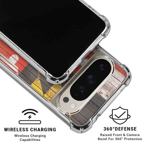 Maryland Flag Dark Wood Pixel 9/9 Pro Clear Case